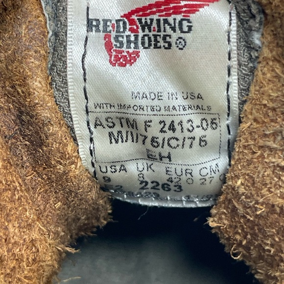 Red Wing Shoes Dark Brown Leather Steel Toe Waterproof Work Boots Mens Size 9 - Picture 12 of 12